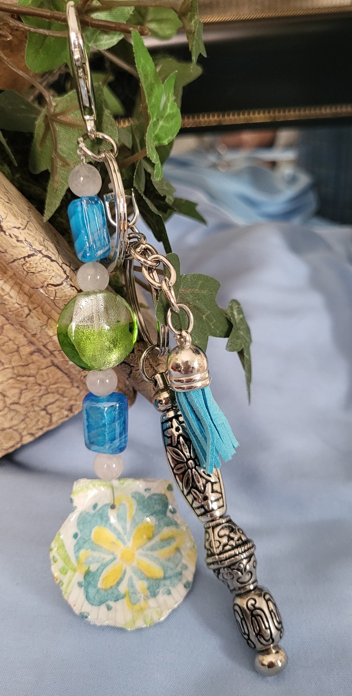 Blue Shell with Beads