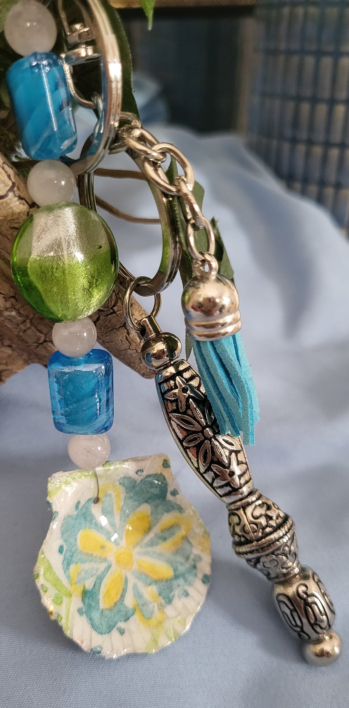 Blue Shell with Beads