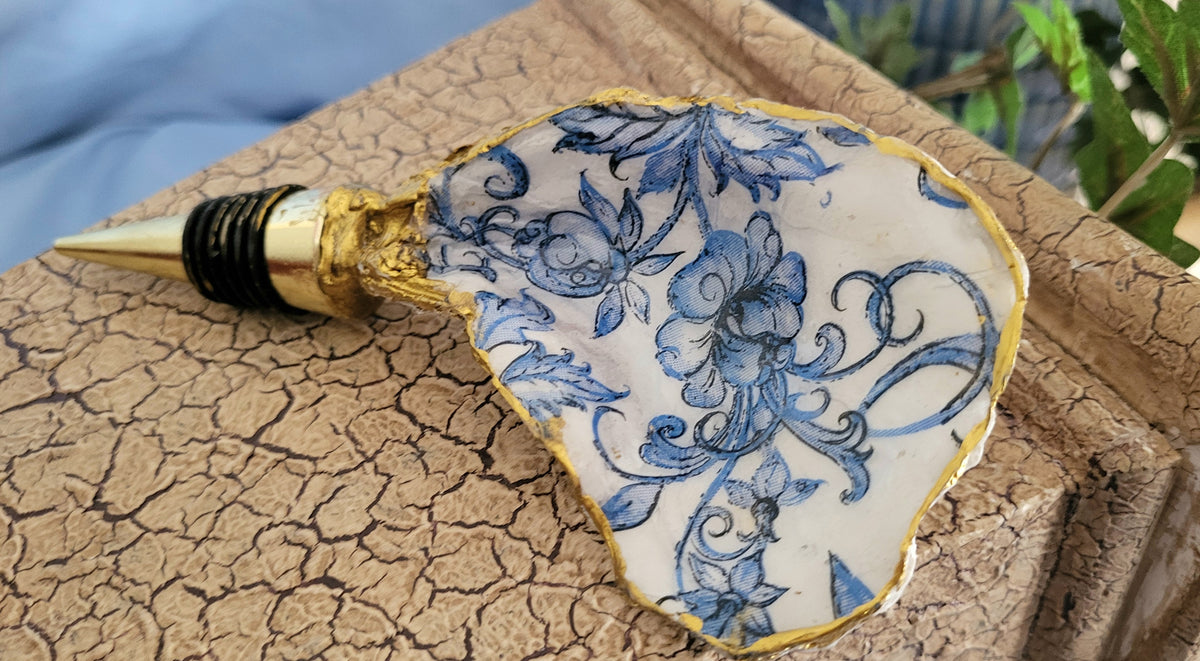 Blue Floral Bottle Stopper
