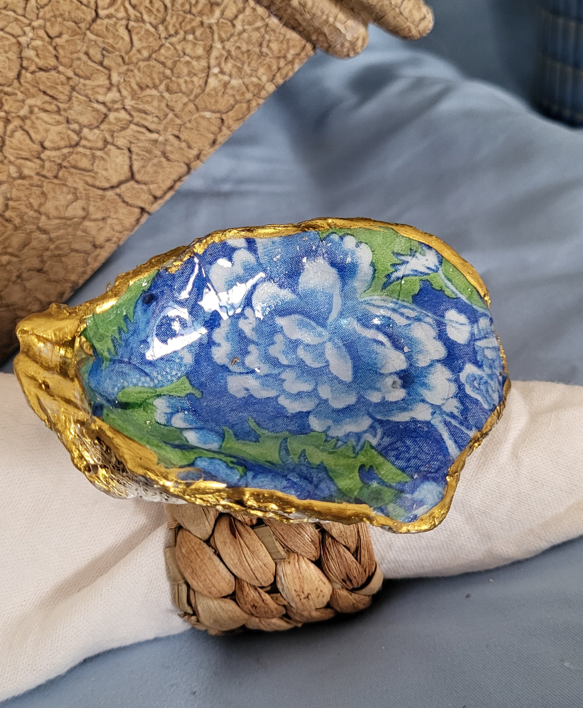 Blue & Green Oyster Napkin Rings