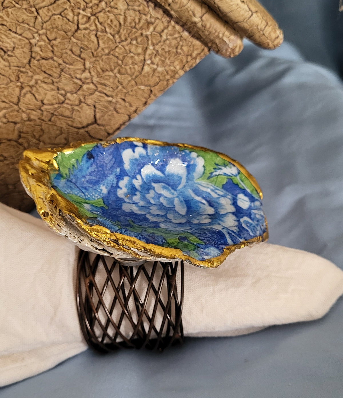 Blue & Green Oyster Napkin Rings