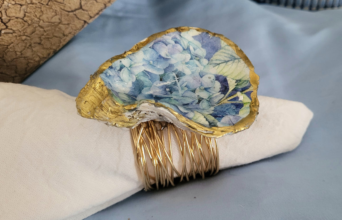 Blue Hydrangea Napkin Rings