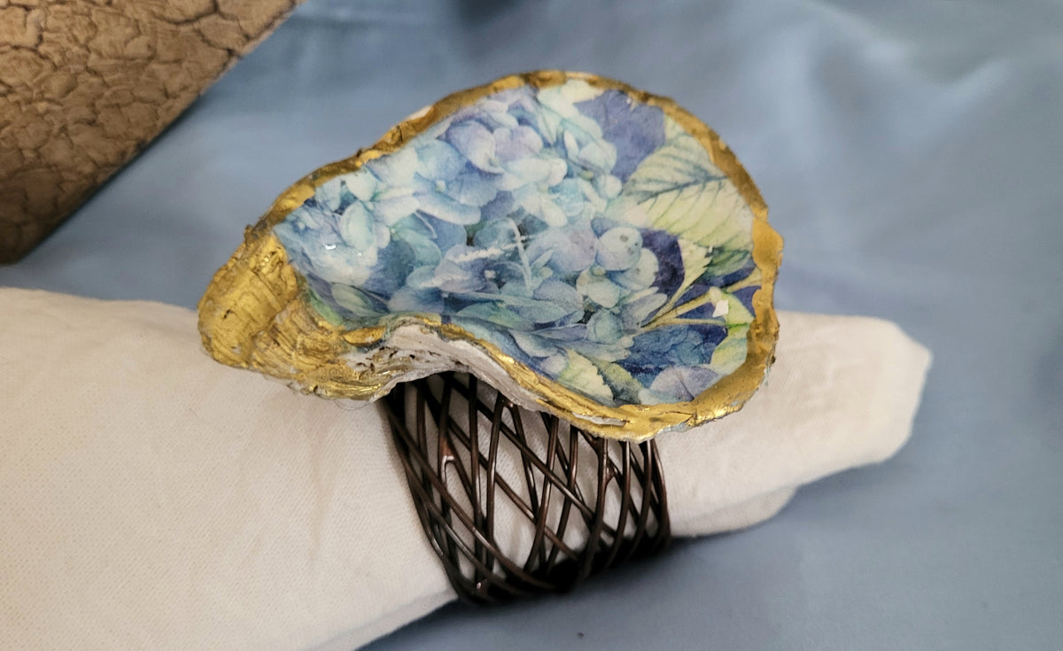 Blue Hydrangea Napkin Rings