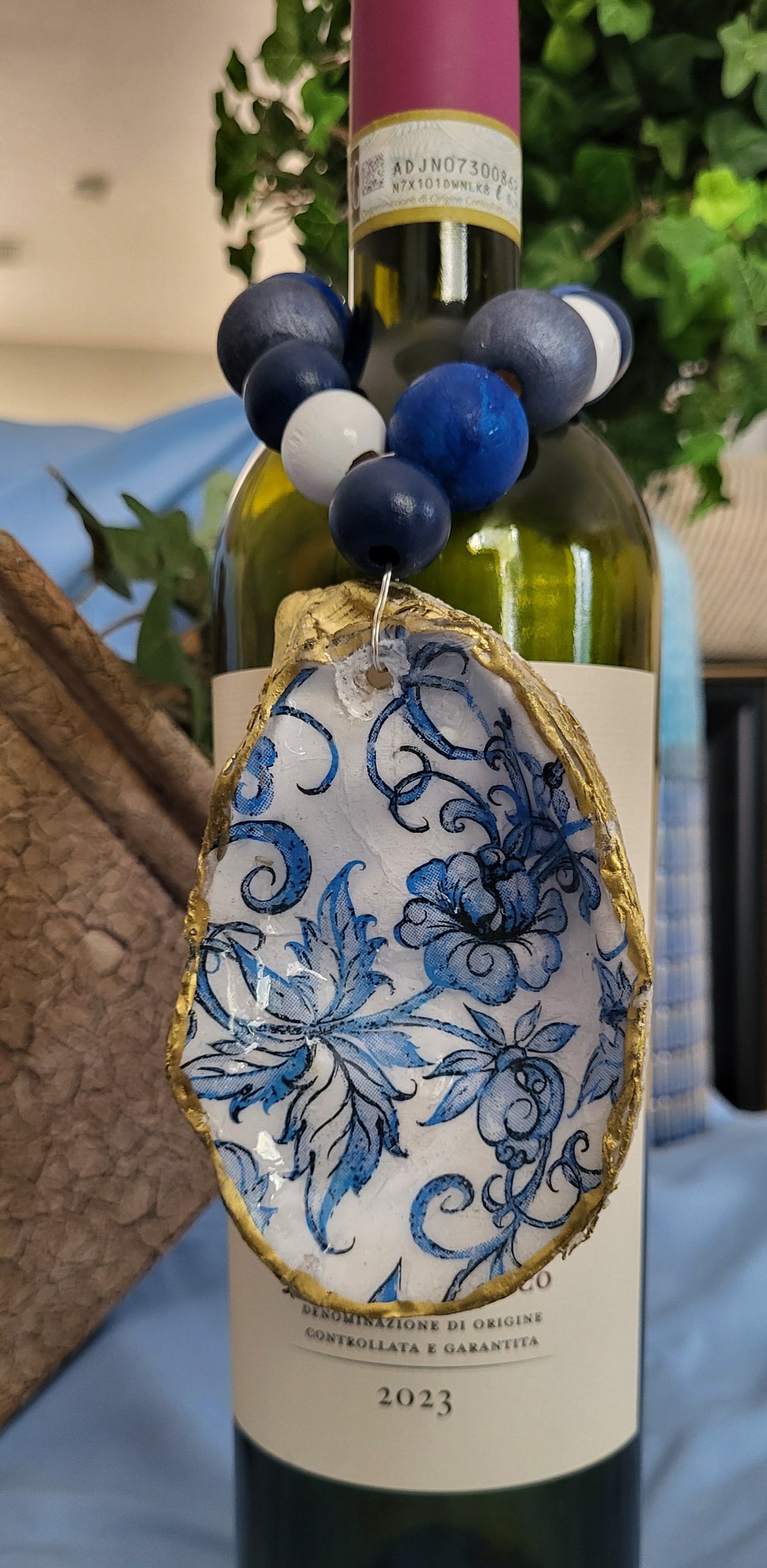 Blue China Wine Bottle Charm