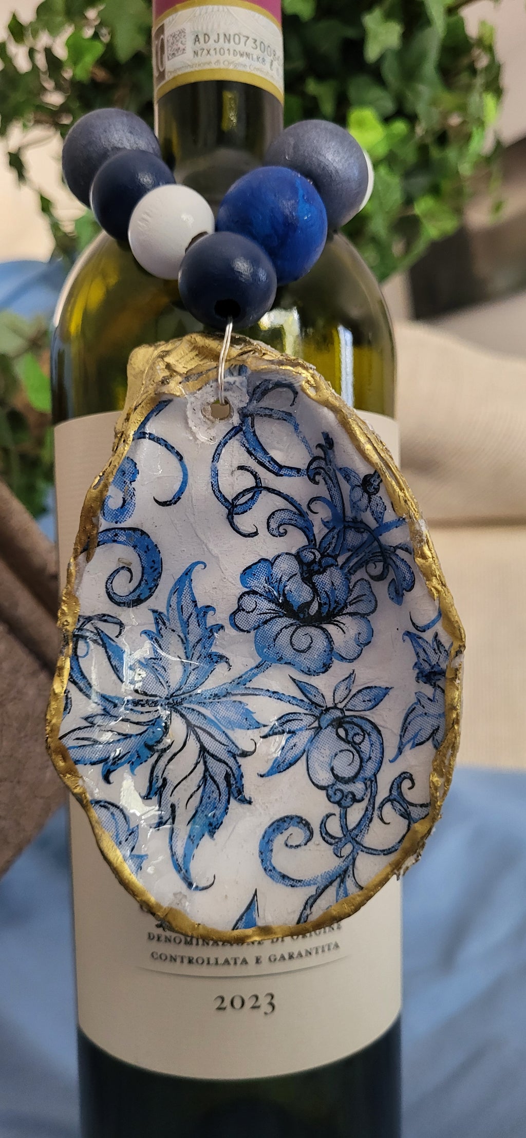 Blue China Wine Bottle Charm