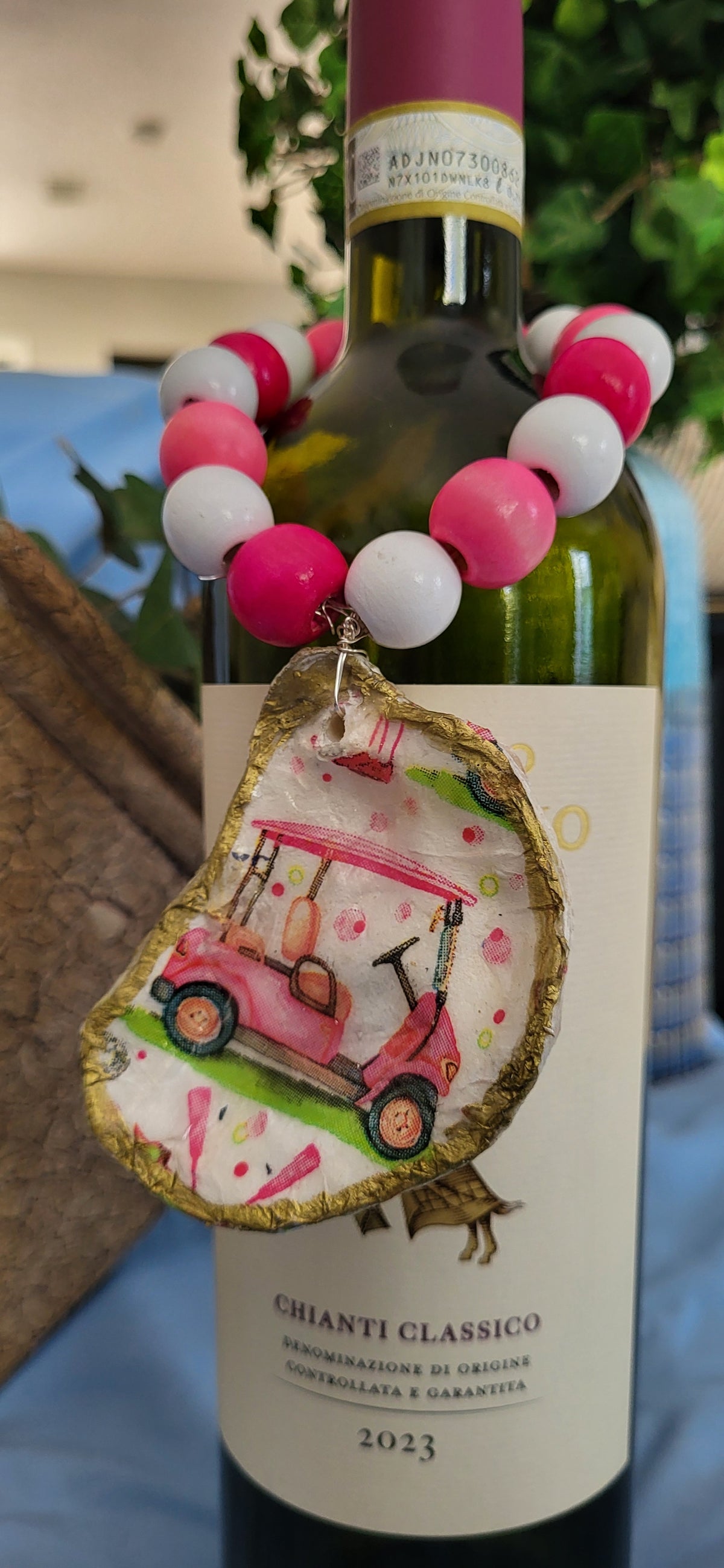Pink Golf Cart Bottle Charm