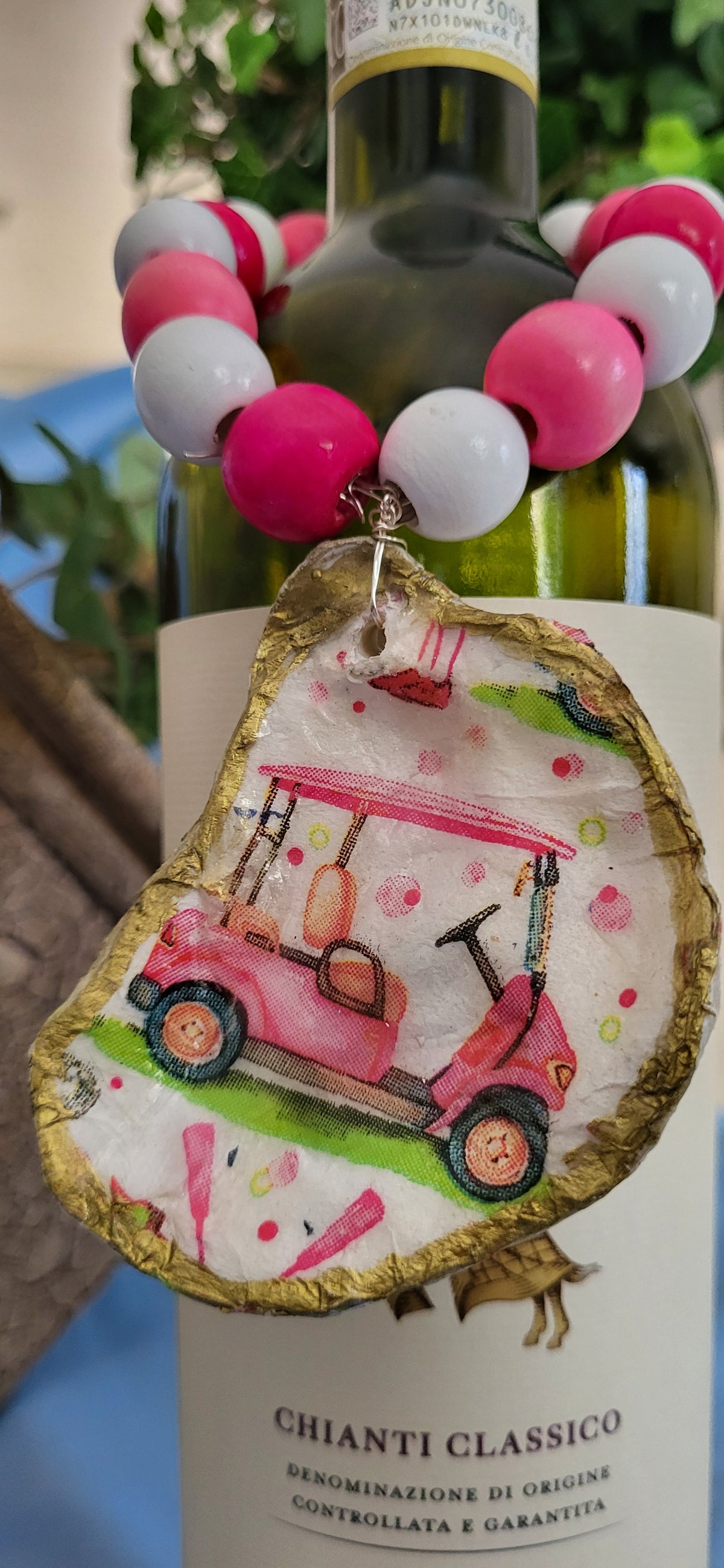 Pink Golf Cart Bottle Charm