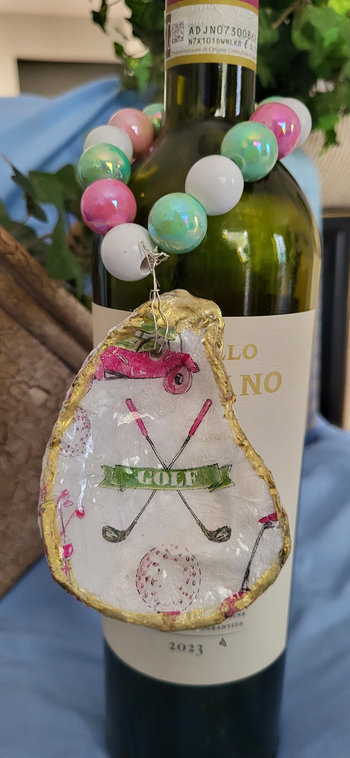 Pink Cross Clubs Bottle Charm