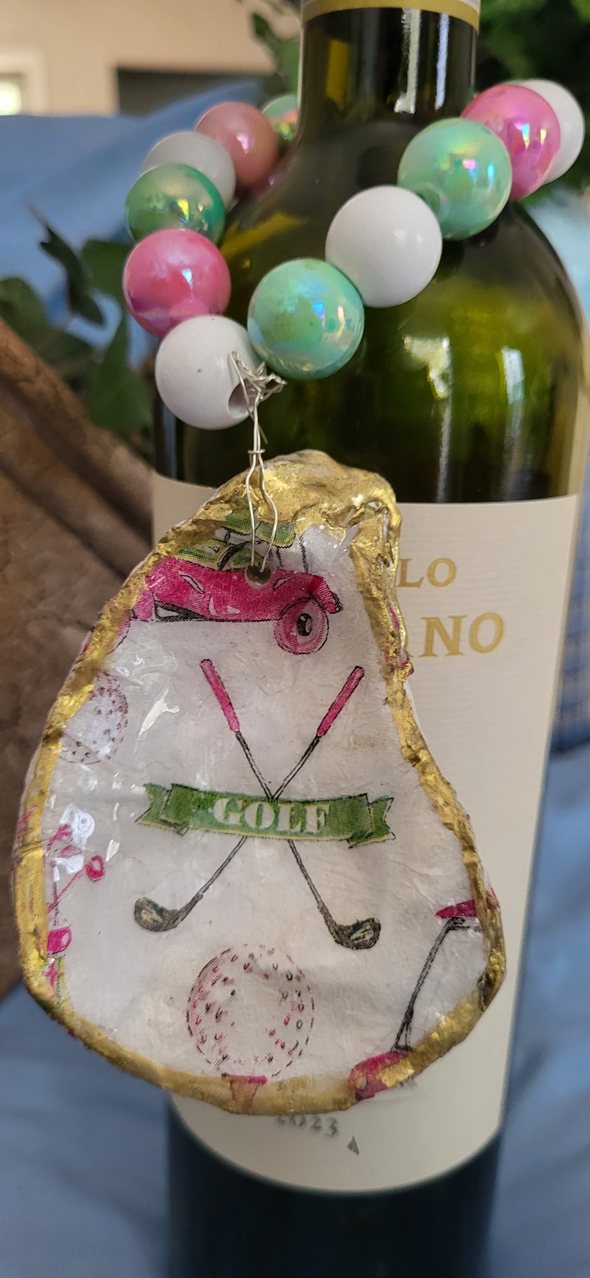 Pink Cross Clubs Bottle Charm