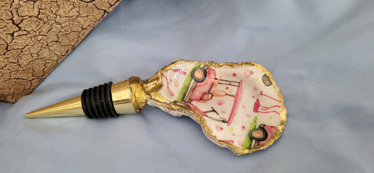 Pink Golf Cart Bottle Stopper