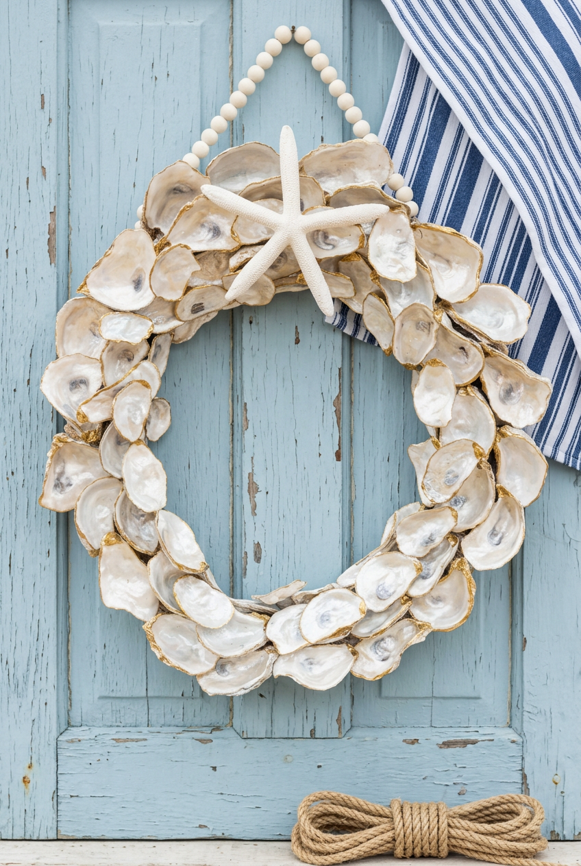 Nautical-inspired White Starfish Wreath